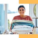 A neatly folded stack of laundry in a bright, organized room, representing precision and care, mirroring expert bookkeeping, accounting, BAS GST lodgement, and tax agent services in Australia.