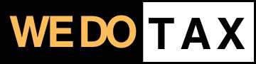 Company logo with the text 'WE DO TAX' in bold. The words 'WE DO' are in yellow against a black background, and the word 'TAX' is in black against a white background.